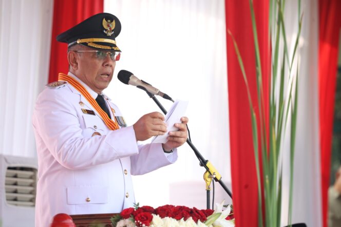 
 Wali Kota Tangerang Selatan Benyamin Davnie saat menjadi Inspektur Upacara HUT Ke-81 RI. Foto: Ist