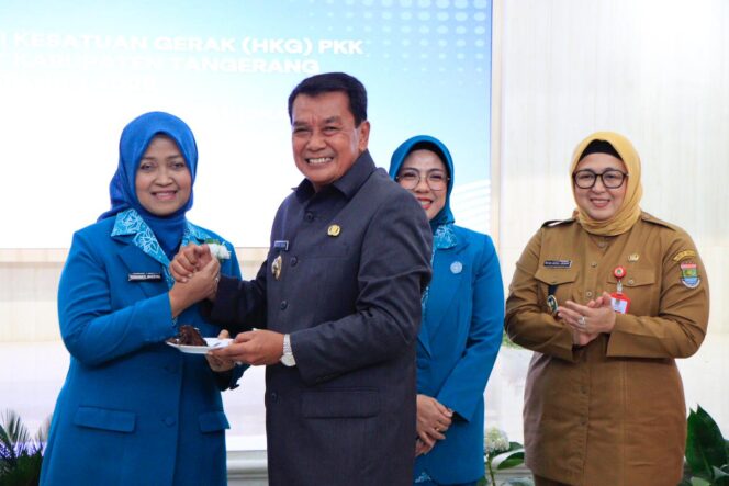Bupati Tangerang Moch Maesyal Rasyid saat menghadiri peringatan Hari Kesatuan Gerak (HKG) PKK ke-53 Tingkat Kabupaten Tangerang Tahun 2025 di Gedung Serba Guna (GSG) Puspemkab Tigaraksa, foto: ist