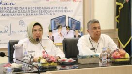 Wakil Bupati (Wabup) Tangerang, Intan Nurul Hikmah saat menutup secara resmi kegiatan Pengembangan Kompetensi Pelatihan Koding dan Kecerdasan Artifisial (KKA) Angkatan IV dan V jenjang SD dan SMP di Ruang Rapat Cituis. Foto: ist