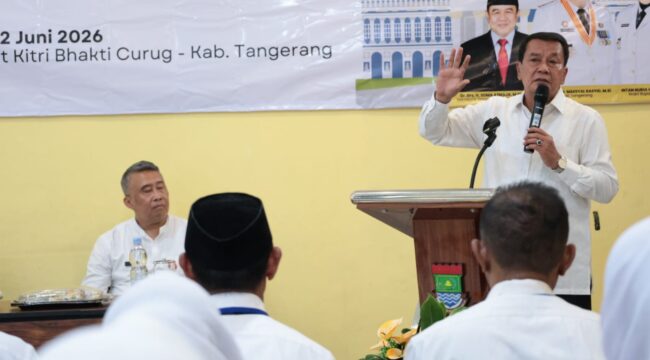 Bupati Tangerang, Moch. Maesyal Rasyid menghadiri sekaligus menutup kegiatan Pengembangan Kompetensi Teknis Pelatihan Etika Pemerintahan dan Kesadaran Bela Negara Angkatan II. Foto: ist