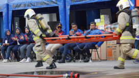 Wakil Wali Kota Tangerang H. Maryono Didampingi Kepala BPBD Kota Tangerang Mahdiar menyaksikan langsung pelaksanaan Fire Fighter Skill Competition (FFSC) yang diinisiasi oleh Badan Penanggulangan Bencana Daerah (BPBD) Kota Tangerang di Stadion Benteng Reborn, Foto: Ist 