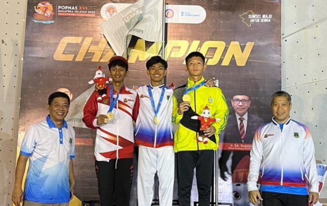 
 Atlet Panjat Tebing Asal Kota Tangerang, Dika Andika Berhasil Juara dan Meraih Emas pada Ajang POPNAS XVI Palembang. Foto: Istimewa