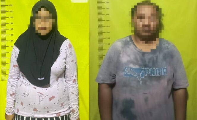 
 pasangan suami-isteri ini berinisial ER (29) dan HIP (23) usai diamankan Polsek Sepatan. Foto: Ist