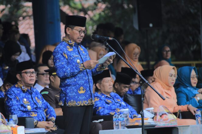 
 Wali Kota Tangerang Sachrudin saat Memimpin Apel Hari Lahir Pancasila tingkat Kota Tangerang. Foto: ist