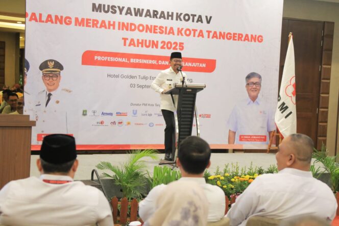 
 Wali Kota Tangerang Sachrudin saat Membuka Muskot V Palang Merah Indonesia (PMI) Kota Tangerang. Foto: ist