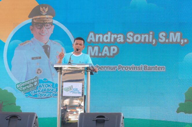 
 Andra Soni saat menghadiri kegiatan Festival Generasi Bersih 2025 Ayo Tangerang Langit Biru di Desa Sindang Jaya, Kecamatan Sindang Jaya, Kabupaten Tangerang. Foto: ist