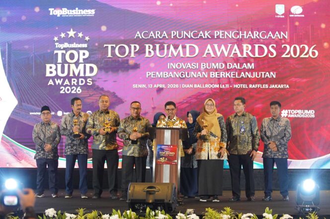 
 Perumda Tirta Benteng, Kota Tangerang yang berhasil meraih empat penghargaan sekaligus, termasuk predikat tertinggi Bintang 5 TOP BUMD Awards 2026. Foto: ist