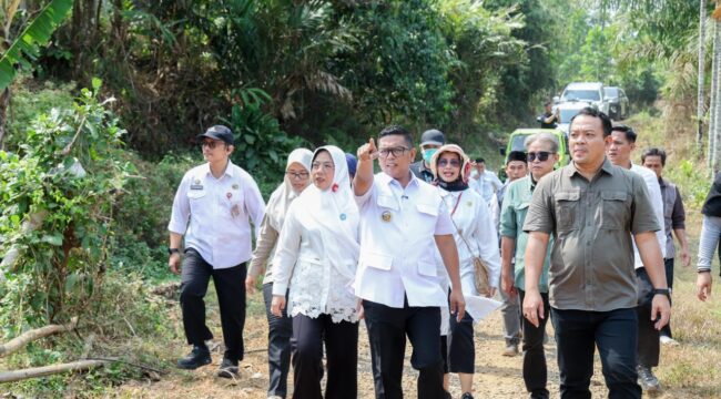 Gubernur Banten Andra Soni meninjau kondisi jalan di Kampung Buluh, Desa Cijaralang, Kecamatan Cimanggu, Kabupaten Pandeglang. Foto: Ist 