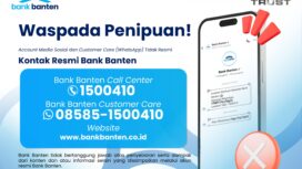 Waspada Akun Palsu dan WhatsApp Customer Care Palsu Mengatasnamakan Bank Banten. Foto: Ist