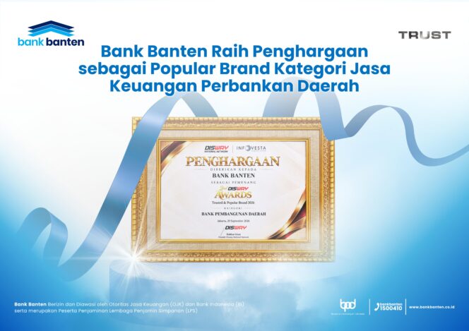 
 Bank Banten terima Penghargaan Disway Awards 2026 yang berlangsung di JW Marriott Jakarta. Foto: Ist