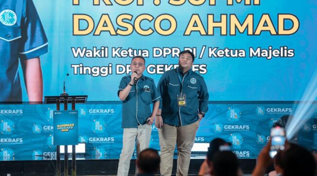 Ketua Majelis Tinggi DPP Gekrafs, Sufmi Dasco Ahmad Didampingi Ketua Umum Gekrafs Kawendra Lukistian. Foto: Ist 