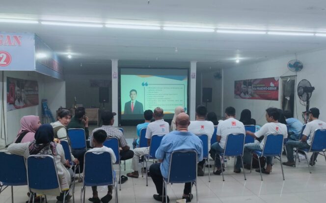 
 Suasana Nobar Debat Cawapres di Rumah Kemenangan Prabowo-Gibran Provinsi Banten. Foto: TangerangPos 