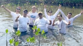 Aktivis dan Pegiat Lingkungan Hidup yang tergabung dalam Koalisi Aktivis Lingkungan Hidup Tangerang (Kalung) Gencarkan Penanaman Mangrove di Pesisir Utara Tangerang. Foto: TangerangPos 