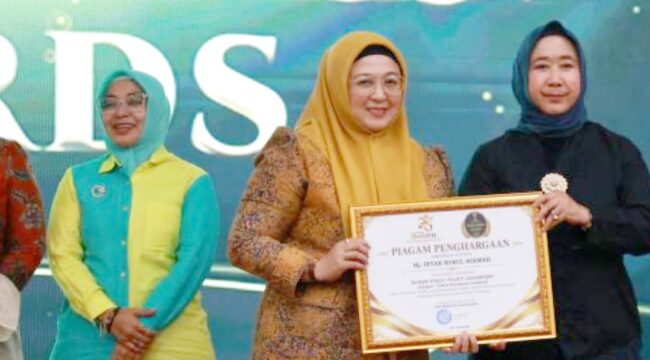 Wakil Bupati Tangerang, Intan Nurul Hikmah, saat menerima Penghargaan Banten Achievement TangerangPos Awards 2026. Foto; Ist 