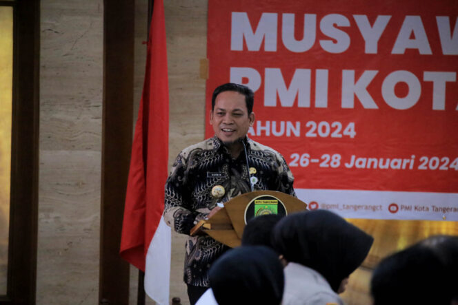 
 Pj. Walikota Tangerang Nurdin saat membuka Muker PMI Kota Tangerang. Foto: HumasPro 