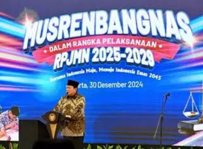 
 Presiden Republik Indonesia, Jenderal TNI (Purn) Prabowo Subianto saat membuka Musrenbangnas RPJMN 2025-2029. Foto: ist