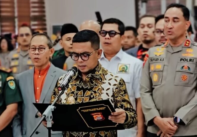 
 Gubernur Banten Andra Soni memimpin Deklarasi Bersama Penolakan aksi premanisme di wilayah Provinsi Banten. Foto: ist