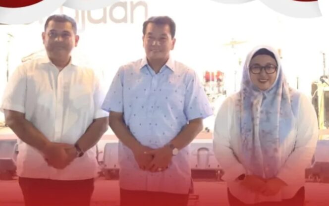 Bupati Tangerang, Moch Maesyal Rasyid bersama Wakil Bupati Tangerang, Intan Nurul Hikmah dan Kepala Bapenda Kabupaten Tangerang, Slamet Budi Mulyanto. Foto: ist