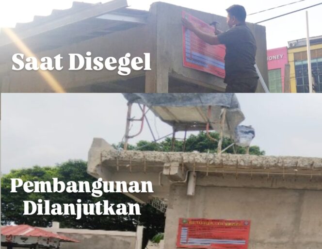 Kondisi Bangunan Pos Security Gudang Farmasi Yang Disegel Satpol PP Kini Dilanjutkan Pembangunannya. Foto: TangerangPos