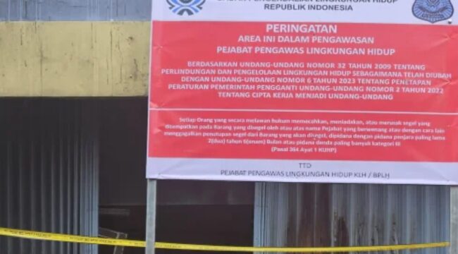 Gudang Pestisida milik PT. Biotek Saranatama di Kawasan Pergudangan Taman Tekno BSD, Kota Tangsel, Disegel oleh Kementrian Lingkungan Hidup (KLH/BPLH). Foto: ist