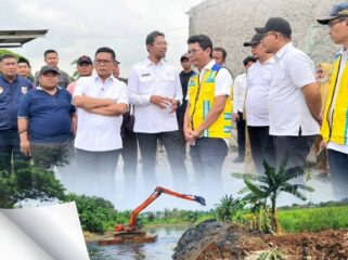 Gubernur Banten Andra Soni bersama BBWSCC saat Meninjau Pekerjaan Normalisasi Sungai Cirarab di Desa Gelam Pasar Kemis, Kabupaten Tangerang. Foto: ist