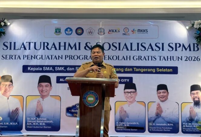 
 Kepala Dinas Pendidikan dan Kebudayaan Provinsi Banten, Dr.H. Jamaluddin saat Membuka kegiatan Silaturahmi dan Sosialisasi SPMB serta penguatan sekolah gratis Tahun 2026 di Al Wildan Islamic School BSD City. Foto: ist