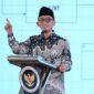 Wakil Menteri Haji dan Umrah RI, Dahnil Anzar Simanjuntak, saat menutup Rapat Kerja Nasional (Rakernas) Konsolidasi Penyelenggaraan Haji dan Umrah Tahun 1447 H/2026 M di Grand Elhaj Cipondoh Kota Tangerang. Foto: Ist
