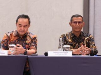 Kepala Dinas Lingkungan Hidup dan Kehutanan (DLHK) Provinsi Banten Wawan Gunawan saat menghadiri acara diskusi Sustainable Aglo City Summit 2026 di Haris Hotel, Gading Serpong, Kabupaten Tangerang. Foto: ist