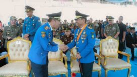 Wali Kota Tangerang, H. Sachrudin, menghadiri Upacara Peringatan Hari Ulang Tahun (HUT) ke-107 Pemadam Kebakaran (Damkar), HUT ke-76 Satuan Polisi Pamong Praja (Satpol PP), dan HUT ke-64 Satuan Perlindungan Masyarakat (Satlinmas) di Stadion Gelora Sriwijaya Palembang. Foto: ist