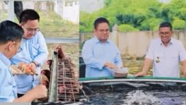 Wakil Ketua DPRD Provinsi Banten, Yudi Budi Wibowo dan Ketua Fraksi Gerindra DPRD Banten Taufiq Hidayat saat melihat langsung rumah ternak percontohan milik Gubernur Banten Andra Soni. Foto: Ist