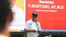 Wakil Wali Kota Tangerang Maryono saat membuka Lebaran Cisadane dan Cisadane Awards 2026 di Hutan Kota, Kota Tangerang. Foto: ist