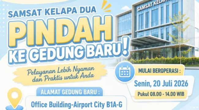 Pengumuman Resmi Perpindahan Kantor Induk Samsat Kelapa Dua. Foto: @samsatkelapadua