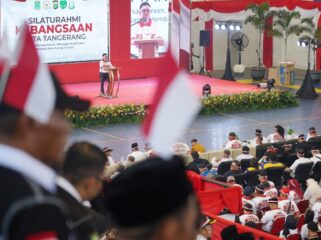 Wali Kota Tangerang Sachrudin saat menghadiri acara Silaturahmi Kebangsaan di GOR Nambo Jaya Karawaci Kota Tangerang. Foto: Ist