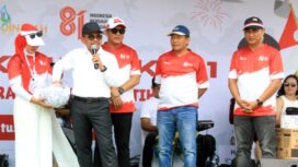 Wali Kota Tangerang Sachrudin, Wakil Wali Kota Tangerang Maryono dan Kepala Dlh Kota Tangerang Yudi Pradana saat semarak HUT Ke-81 RI. Foto: Ist