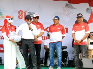 Wali Kota Tangerang Sachrudin, Wakil Wali Kota Tangerang Maryono dan Kepala Dlh Kota Tangerang Yudi Pradana saat semarak HUT Ke-81 RI. Foto: Ist
