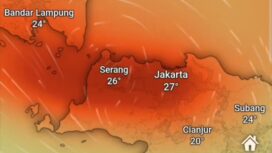 Penampakan Sebaran Gas Sulfur Dioksida (SO2) Merah Pekat diwilayah Jabotabek. Foto; ist