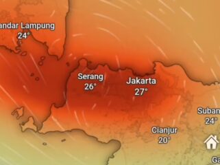 Penampakan Sebaran Gas Sulfur Dioksida (SO2) Merah Pekat diwilayah Jabotabek. Foto; ist