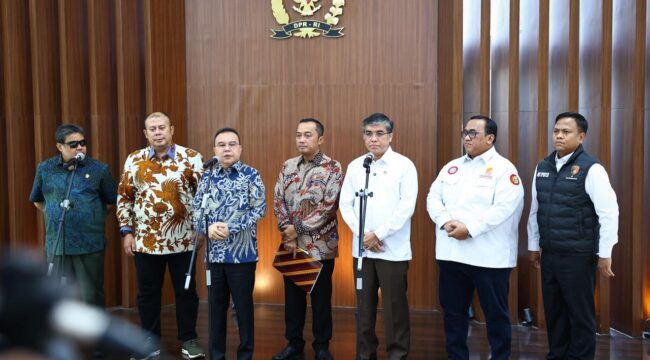 Wakil Ketua DPR RI, Sufmi Dasco Ahmad, usai rapat koordinasi pembentukan Satuan Tugas (Satgas) Mitigasi Pemutusan Hubungan Kerja (PHK). Foto: ist