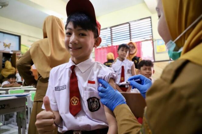 
 Salahsatu siswa SD di Kota Tangerang saat mengikuti Program Cek Kesehatan Gratis (CKG). Foto: Ist
