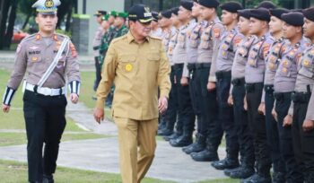 Bupati Tangerang Moch Maesyal Rasyid bersama jajaran Forkopimda Kabupaten Tangerang menggelar Apel Gelar Pasukan Pengamanan May Day Tahun 2026. Foto: ist