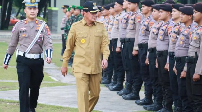 Bupati Tangerang Moch Maesyal Rasyid bersama jajaran Forkopimda Kabupaten Tangerang menggelar Apel Gelar Pasukan Pengamanan May Day Tahun 2026. Foto: ist