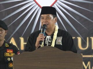 Bupati Tangerang Moch Maesyal Rasyid saat menghadiri acara halal bi halal PSHT Kab. Tangerang di Padepokan PSHT Lebak Wangi Kec. Sepatan Timur. Foto: ist 