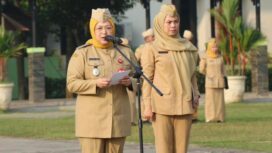 Wakil Bupati Tangerang Intan Nurul Hikmah saat saat apel Senin pagi, minggu kedua bulan Juni 2026 di Lapangan Raden Arya Yudhanegara. Foto: ist