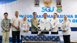 Bupati Tangerang Moch Maesyal Rasyid saat menghadiri penandatanganan perjanjian kerja sama sekaligus inaugurasi mahasiswa baru penerima Beasiswa Tangerang Gemilang Tahun 2026 di Swiss German University (SGU) The Prominience Alam Sutra. Foto: Ist