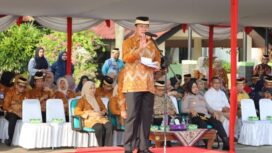 Bupati Tangerang Moch Maesyal Rasyid saat Pimpin Apel Hari Keluarga Nasional (Harganas) ke-33 dan Hari Anti Narkotika Internasional (HANI) tingkat Kabupaten Tangerang tahun 2026 di Lapangan Raden Aria Yudhanegara, Puspemkab Tangerang,. Foto: ist