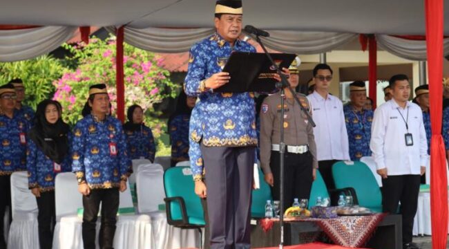 Bupati Tangerang Moch Maesyal Rasyid saat memimpin Upacara Peringatan Hari Koperasi ke-79 Tahun 2026 di Lapangan Raden Aria Yudhanegara, Puspemkab Tangerang. Foto: ist