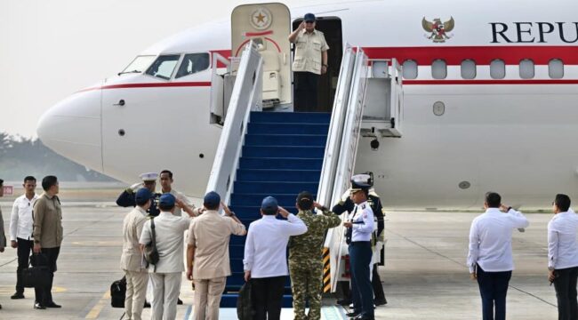 Presiden Prabowo Subianto bertolak menuju Pekanbaru, Riau, pada Senin pagi, 24 Agustus 2026. Foto: BPMI Setpres.